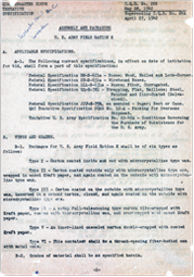 Cover sheet for the Assembly and Packaging Specification for the 1942 Field Ration K.